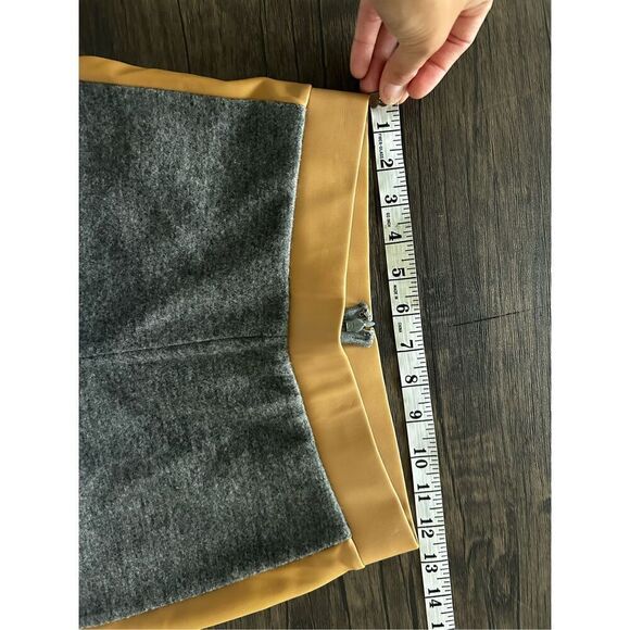 Staud Gray Tan Contrast Wide Leg Pants Size Jersey Faux Leather Designer NWT - Picture 11 of 13